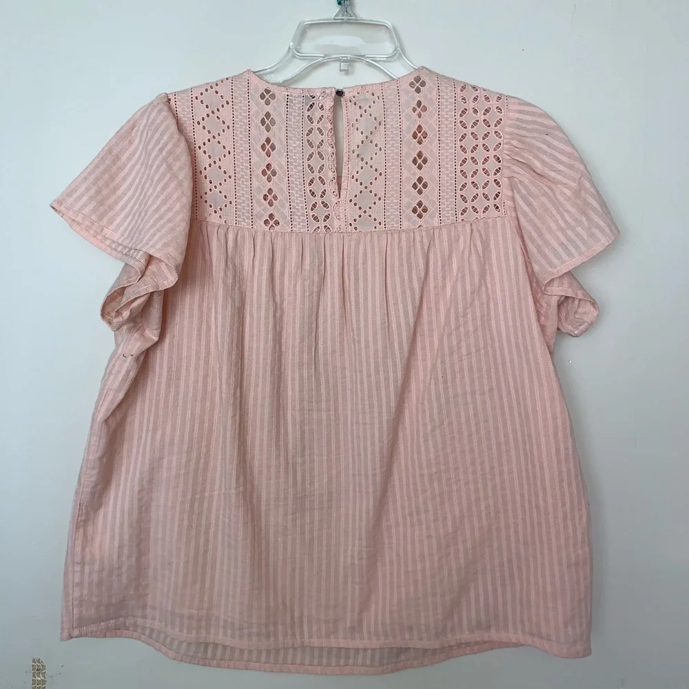 Ella Moss Pink Flutter Short Sleeve Blouse size S - Picture 2 of 6
